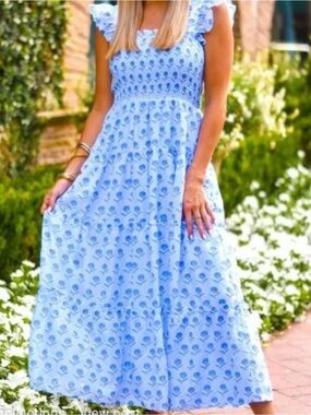 J Marie The Eloise Ruffle Strap Midi Dress Sz - L